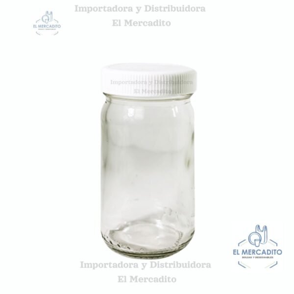 2447.jpg Envase de vidrio, Frasco de 240 ml / 8 oz C-2447, con Tapa Plástica
