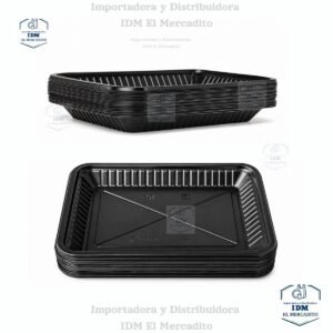 Bandeja 6X8 Fenix Negra, plástico mineral, en paquetes de 10 unidades