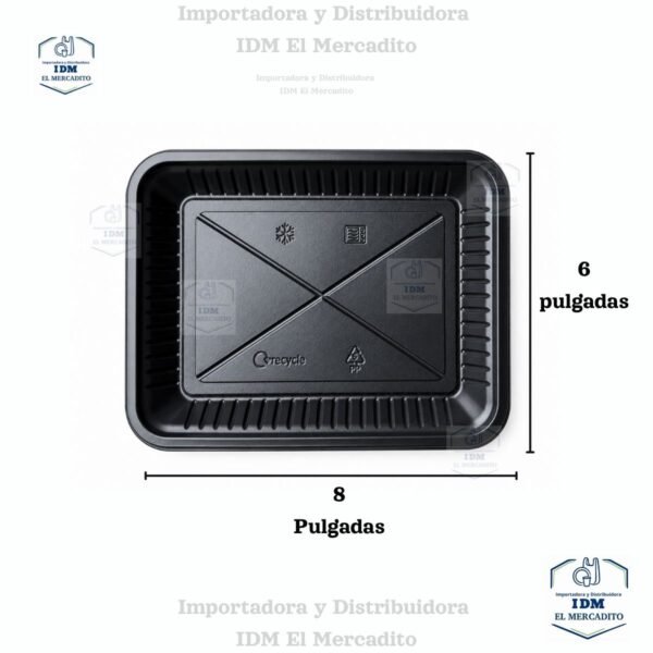 Bandeja 6X8 Fenix Negra, plástico mineral, en paquetes de 10 unidades