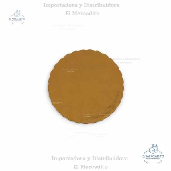 Bases Redonda Dorada con contorno ondulado para queques - # 9 22 cm