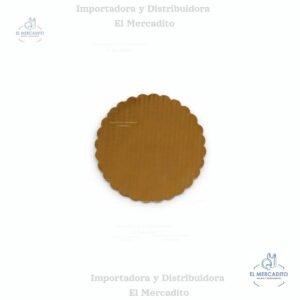 Bases Redonda Dorada con contorno ondulado para queques - # 8 20 cm