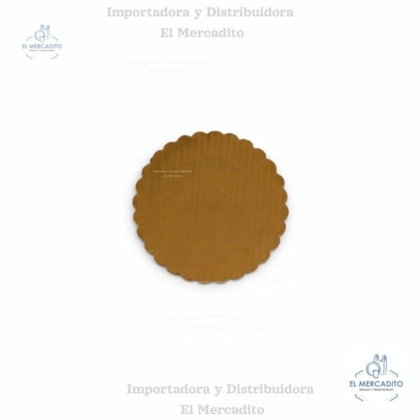 Bases Redonda Dorada con contorno ondulado para queques - # 8 20 cm