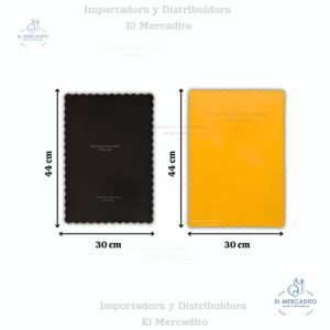 Bases Reversibles Rectangular con contorno ondulado para queques Doble Cara, Rígidas, Dorada y Negra - Mediano 30 x 44 cm