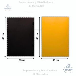 Bases Reversibles Rectangular con contorno ondulado para queques Doble Cara, Rígidas, Dorada y Negra - Grande 35 x 50 cm
