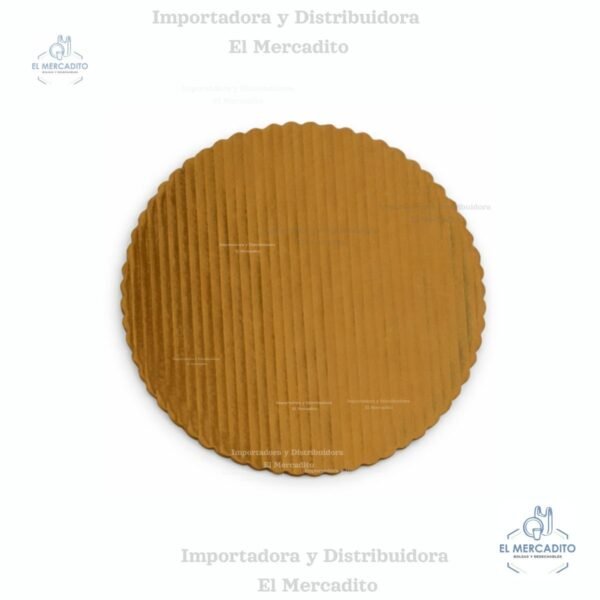 Bases Redonda Dorada con contorno ondulado para queques - # 12 30 cm