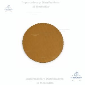 Bases Redonda Dorada con contorno ondulado para queques - # 10 25 cm