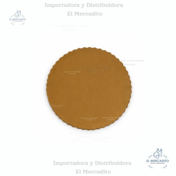 Bases Redonda Dorada con contorno ondulado para queques - # 10 25 cm
