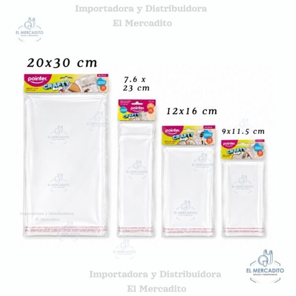 Bolsa Celofán Adhesiva con pegatina, Varios tamaños