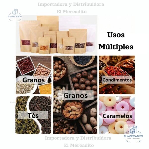 Bolsa Ziplock Kraft con Ventana, Variedad de tamaños