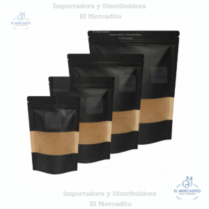 Bolsa-krackf-Ziplock-Negra.png Bolsa Ziplock Kraft con Ventana Negra, Variedad de tamaños