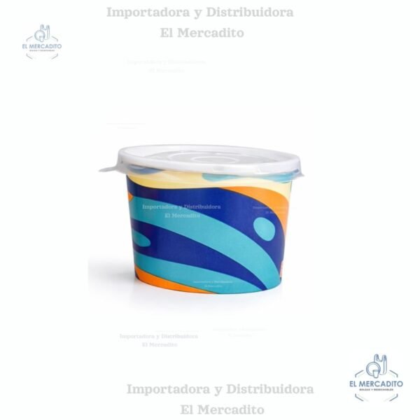 Contenedor de Cartón Decorado Helado 6 oz, en paquetes de 10 unidades