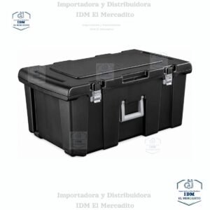 Caja de almacenamiento, negro con mango de titanio y cierres de acero galvanizado Sterilite