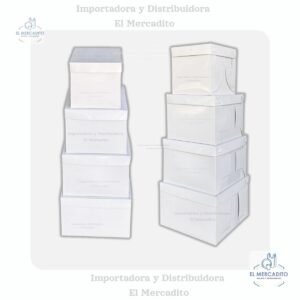 Caja de Cartón Blanca Alta para queques