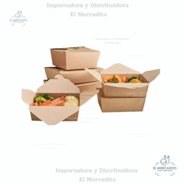 Caja de Cartón encerada para alimentos de 1400 ml, 1000 ml y 700 ml