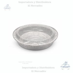 Molde de Aluminio Redondo #8, 2046 con Tapa Plástica Transparente, en paquetes de 10 unidades,  diámetro 23 cm