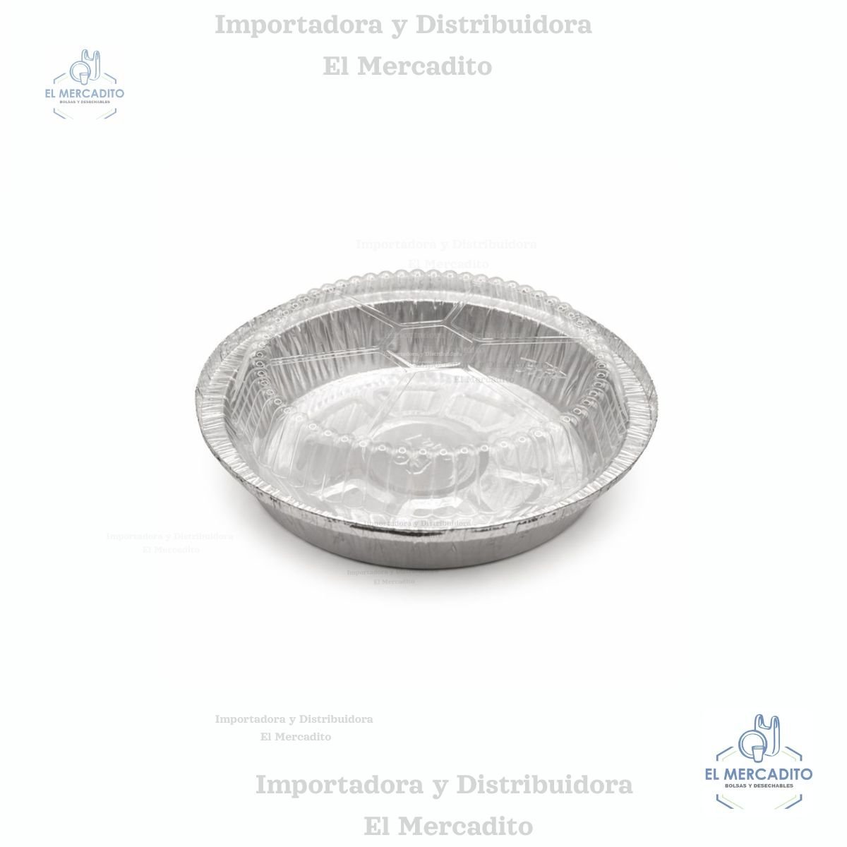 Molde de Aluminio Redondo #7, 2047 con Tapa Plástica Transparente, en paquetes de 10 unidades,  diámetro 18,5 cm