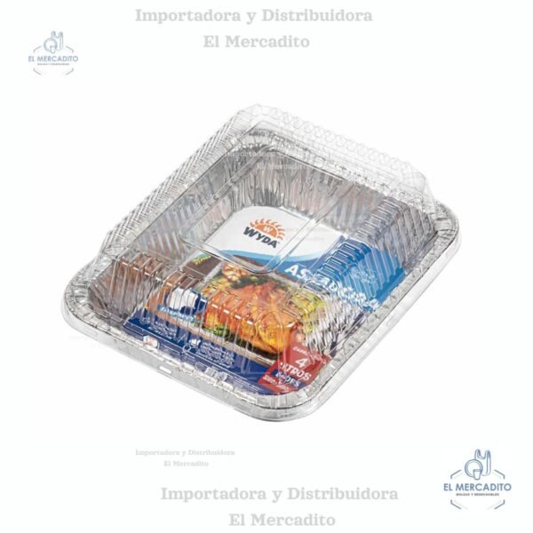 Molde de Aluminio Rectangular Wyda 4 Litros con Tapa Plástica 32,5 x 26,5 x 6,5 cm