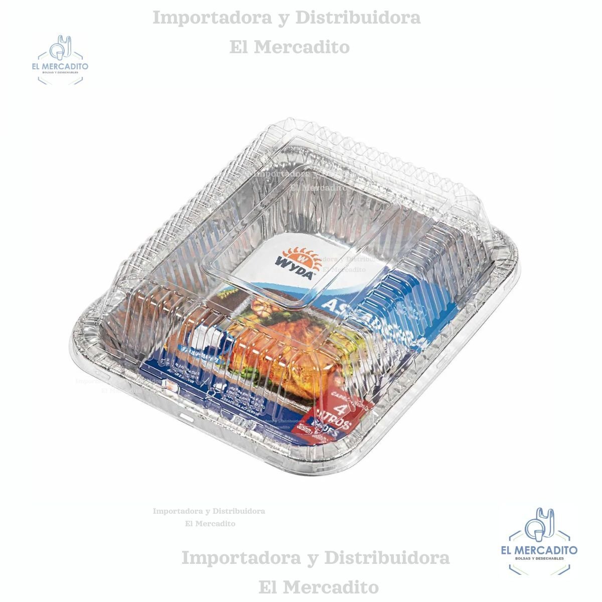 Contenedor-de-Plastico-Para-Pollo-Rostizado-5.jpg Molde de Aluminio Rectangular Wyda 4 Litros con Tapa Plástica 32,5 x 26,5 x 6,5 cm