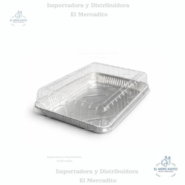 Molde de Aluminio Cuarto de Plancha con Tapa Plástica Transparente