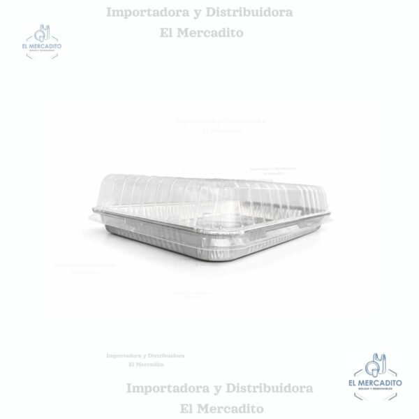 Molde de Aluminio Cuarto de Plancha con Tapa Plástica Transparente