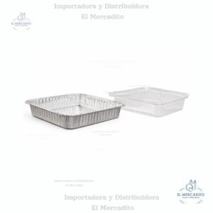 Contenedor-de-Plastico-Para-Pollo-Rostizado-9.jpg Molde de Aluminio Cuadrado 8 x 8 con Tapa Plástica 22 x 22 x 4 cm