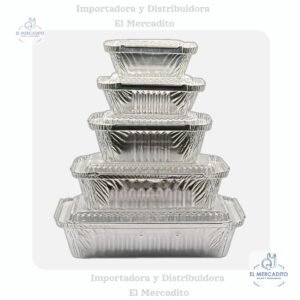 Moldes de Aluminio Darnel, 4 oz, 8 oz, 16 oz, 24 oz, 28 oz, con tapa plástica transparente