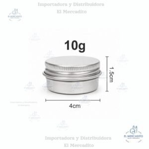 Envase de aluminio cremera 200 gr, 100 gr 50 gr, 30 gr, 10 gr, plateada con tapa de aluminio rosca con liner plateada - 10 gr