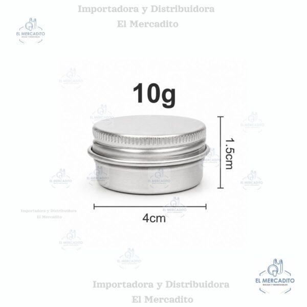 Envase de aluminio cremera 200 gr, 100 gr 50 gr, 30 gr, 10 gr, plateada con tapa de aluminio rosca con liner plateada - 10 gr