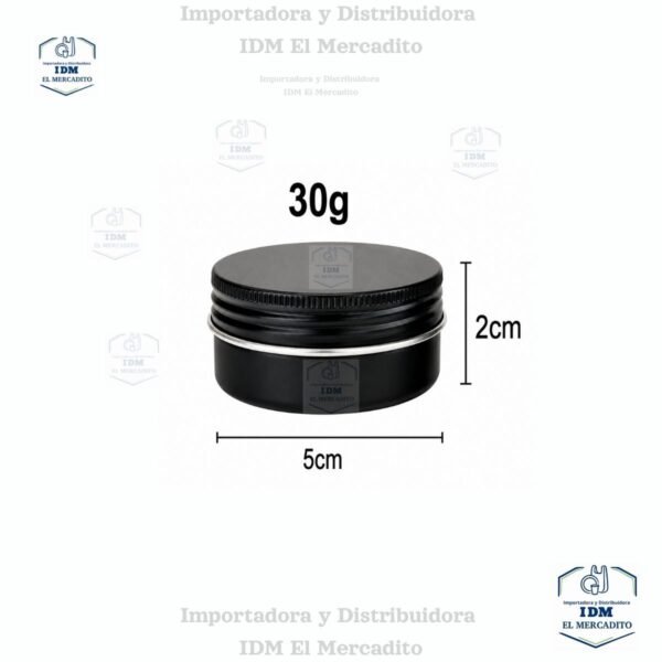 Envase de aluminio cremera 200 gr, 100 gr 50 gr, 30 gr, negra con tapa de aluminio rosca con liner plateada - 30 gr