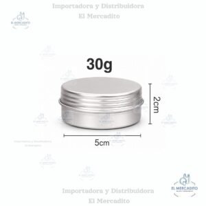 Envase de aluminio cremera 200 gr, 100 gr 50 gr, 30 gr, 10 gr, plateada con tapa de aluminio rosca con liner plateada - 30 gr