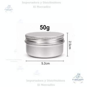 Envase de aluminio cremera 200 gr, 100 gr 50 gr, 30 gr, 10 gr, plateada con tapa de aluminio rosca con liner plateada - 50 gr