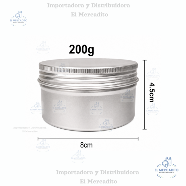Envase de aluminio cremera 200 gr, 100 gr 50 gr, 30 gr, 10 gr, plateada con tapa de aluminio rosca con liner plateada - 200 gr
