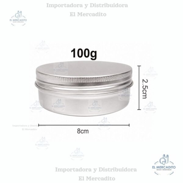 Envase de aluminio cremera 200 gr, 100 gr 50 gr, 30 gr, 10 gr, plateada con tapa de aluminio rosca con liner plateada - 100 gr
