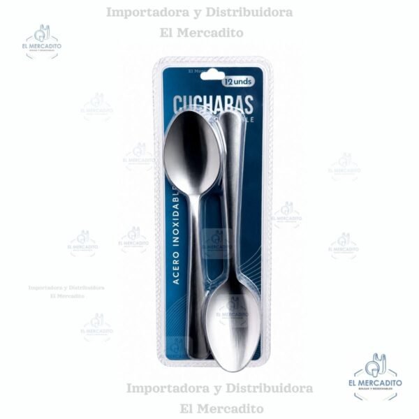 Cucharas metálicas de acero inoxidable, 12 piezas, 18 cm
