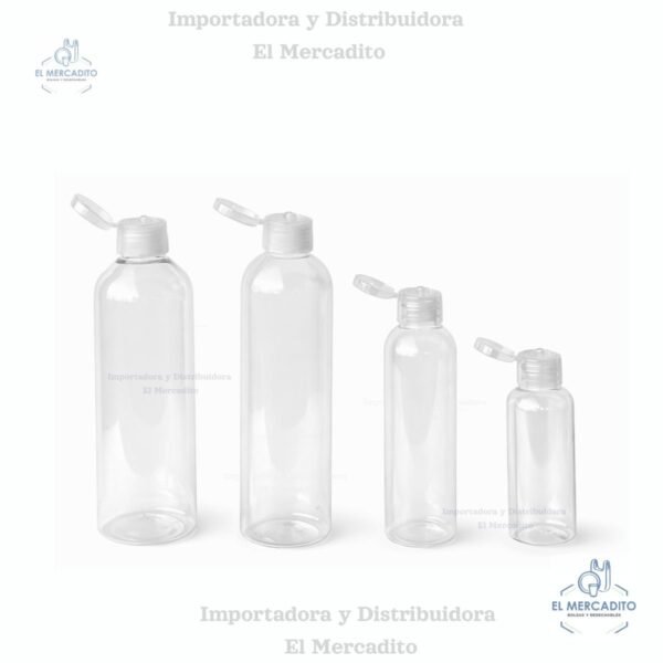 Envase Plástico Botella Transparente Flip Top 60 ml, 120 ml, 250 ml, 300 ml