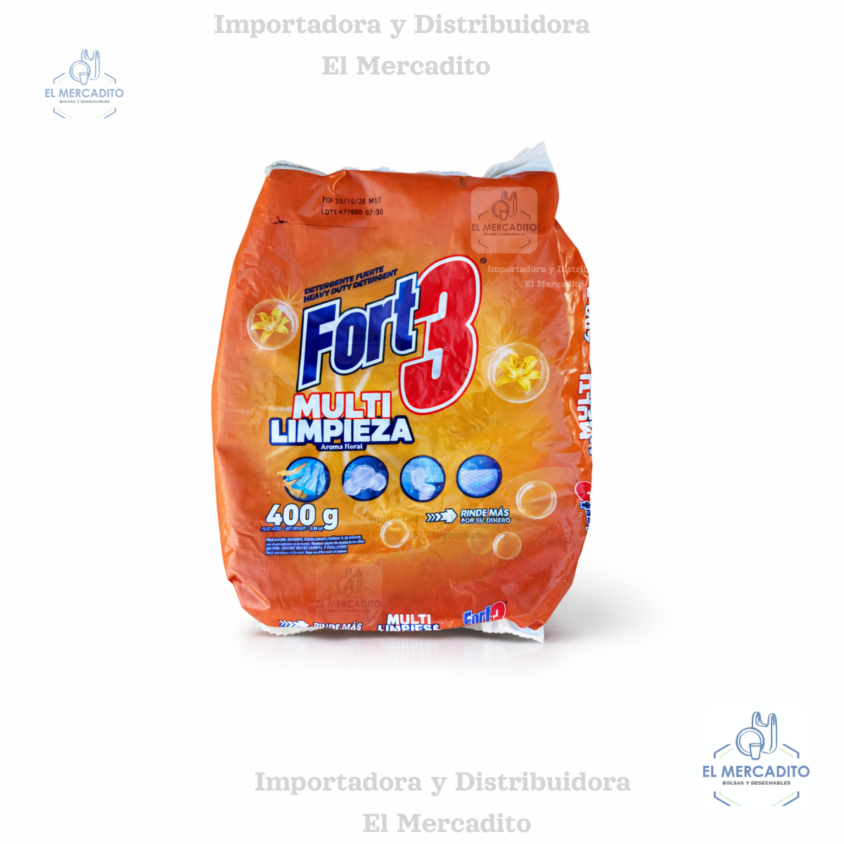 Fort-3-MultiLimpieza-1.png Jabón en Polvo Fort3 Multi-Limpieza, 400 gramos