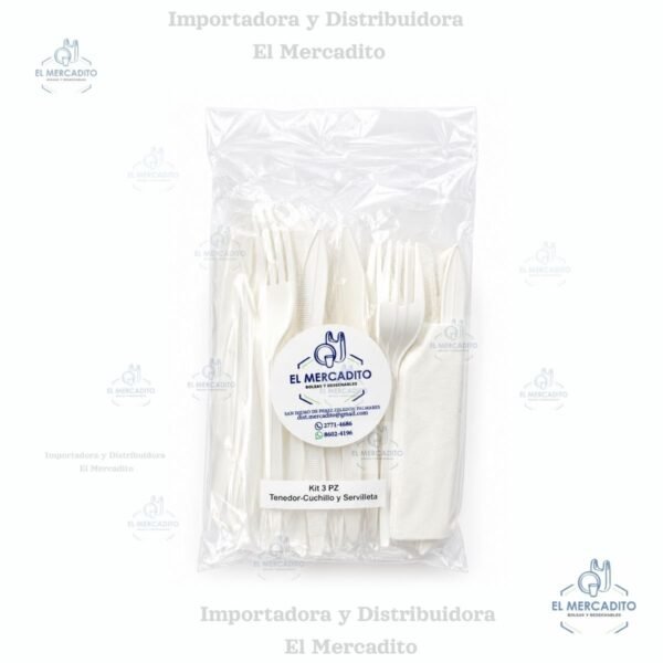 Cuchara - Tenedor - Servilleta / Kit 3 piezas