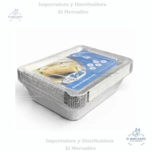 Molde-17-hyfoil-3.jpg Molde de Aluminio HyFoil, 10 moldes con tapa plástica 17,2 x 10,7 x 4,5 cm