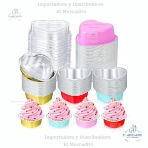 Molde de Aluminio con forma de Corazón, variedad de colores