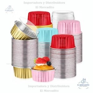 Molde de Aluminio para Cup cakes de Colores