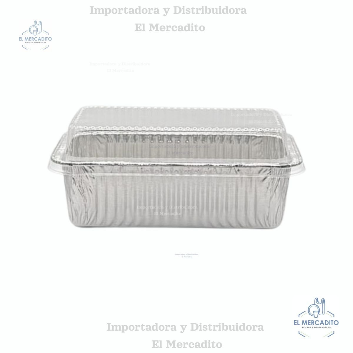 Molde de Aluminio Rectangular de 1.5 Libras, con tapa transparente plástica