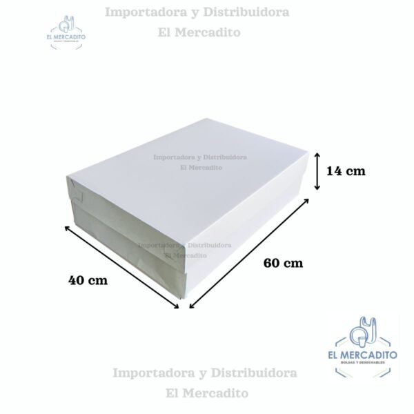 Caja Rectangular Blanca, 1 Plancha Quequera, 40x60x14 cm
