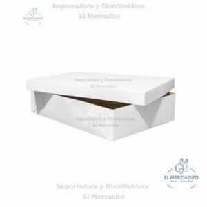 Caja Rectangular Blanca, 1/2 Plancha Quequera, 38x50x12 cm