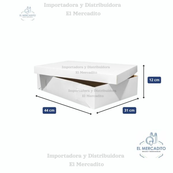Caja Rectangular Blanca, 1/4 Plancha Quequera, 31x44x12 cm