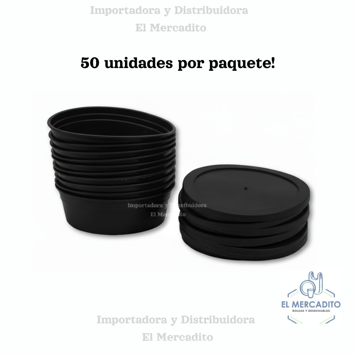 Contenedor Medios Duros Negros - 50 Unidades