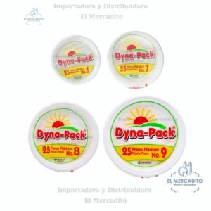Platos Plásticos Dyna-pack, #6, #7, #8, #9, en paquetes de 25 unidades