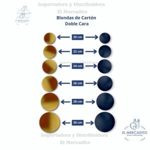 Base Reversible para queque Doble Cara, Rígidas, Dorada y Negra - 20 cm