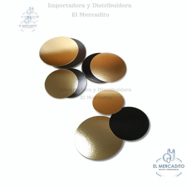 Base Reversible para queque Doble Cara, Rígidas, Dorada y Negra