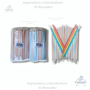Pajillas Super Jumbo Belen de Colores 10 mm, en paquetes de 100 unidades
