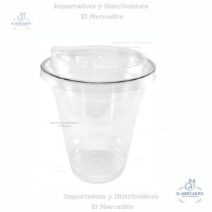 Vaso Transparente Pet 12 Oz Con Tapa Sip lid, paquetes de 25 unidades